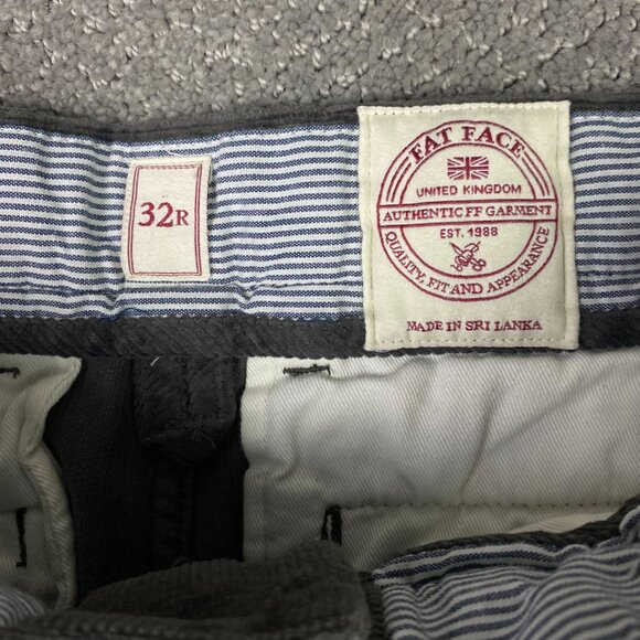 Fat Face Corduroy Pants Chinos Men's 32 R Measures 34 x 30 Slate Gray Cotton - Picture 5 of 11